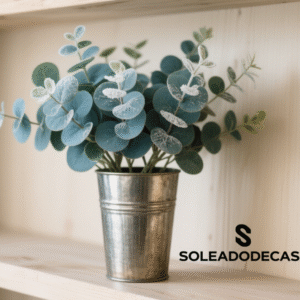 SOLEADODECASA Artificial Eucalyptus Potted Plant - Frosted Faux Greenery Decor