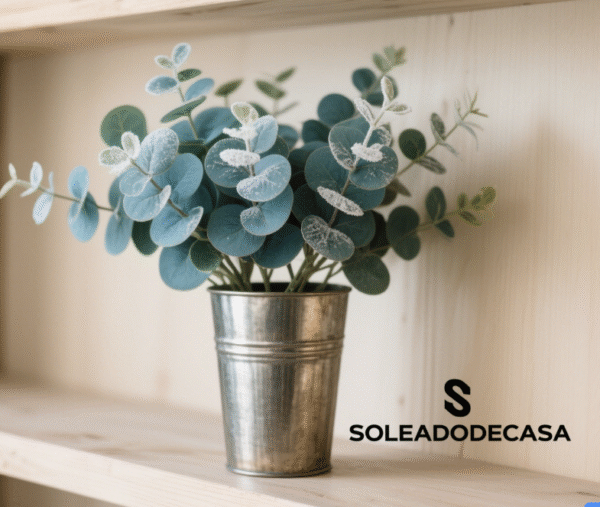 SOLEADODECASA Artificial Eucalyptus Potted Plant - Frosted Faux Greenery Decor